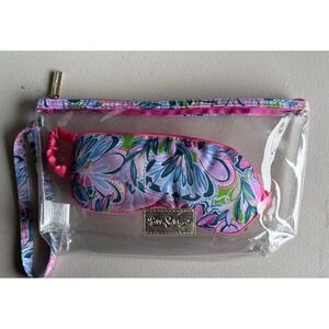 Lilly‎ Pulitzer Clear Sleep Pouch Wristlet and Pink Sleeping Mask